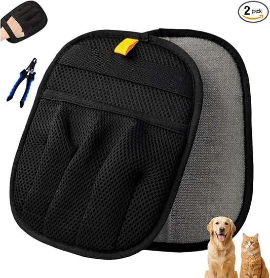 Pet Hair Removal Glove for Dogs & Cats, Electrostatic Reusable Fur Remover | 5-Finger Electrostatic Pet Hair Remover Glove, Magic Brush for Dog Cat Hair Removal on Couch, Car Seat, Clothing