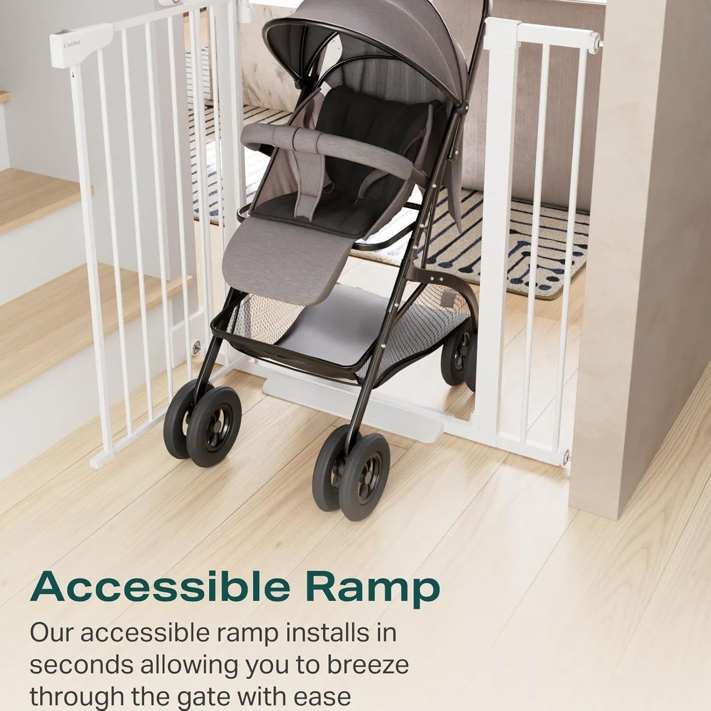 Cumbor 36" Extra Tall Baby Gate for Dogs and Kids with Wide 2-Way Door, 29.7-40.6" Width, and Auto Close Personal Safety for Babies and Pets, Fits Doorways, Stairs, and Entryways