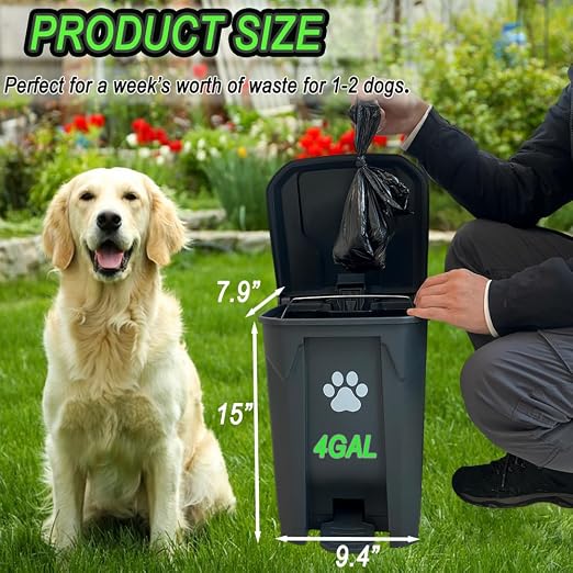 Dog Poop Trash Can Outside 20L with Waste Bags Outdoor Dog Poop Trash Can for Backyard with Lid Odorless Waterproof Foot Pedal and Removable Inner Bucket
