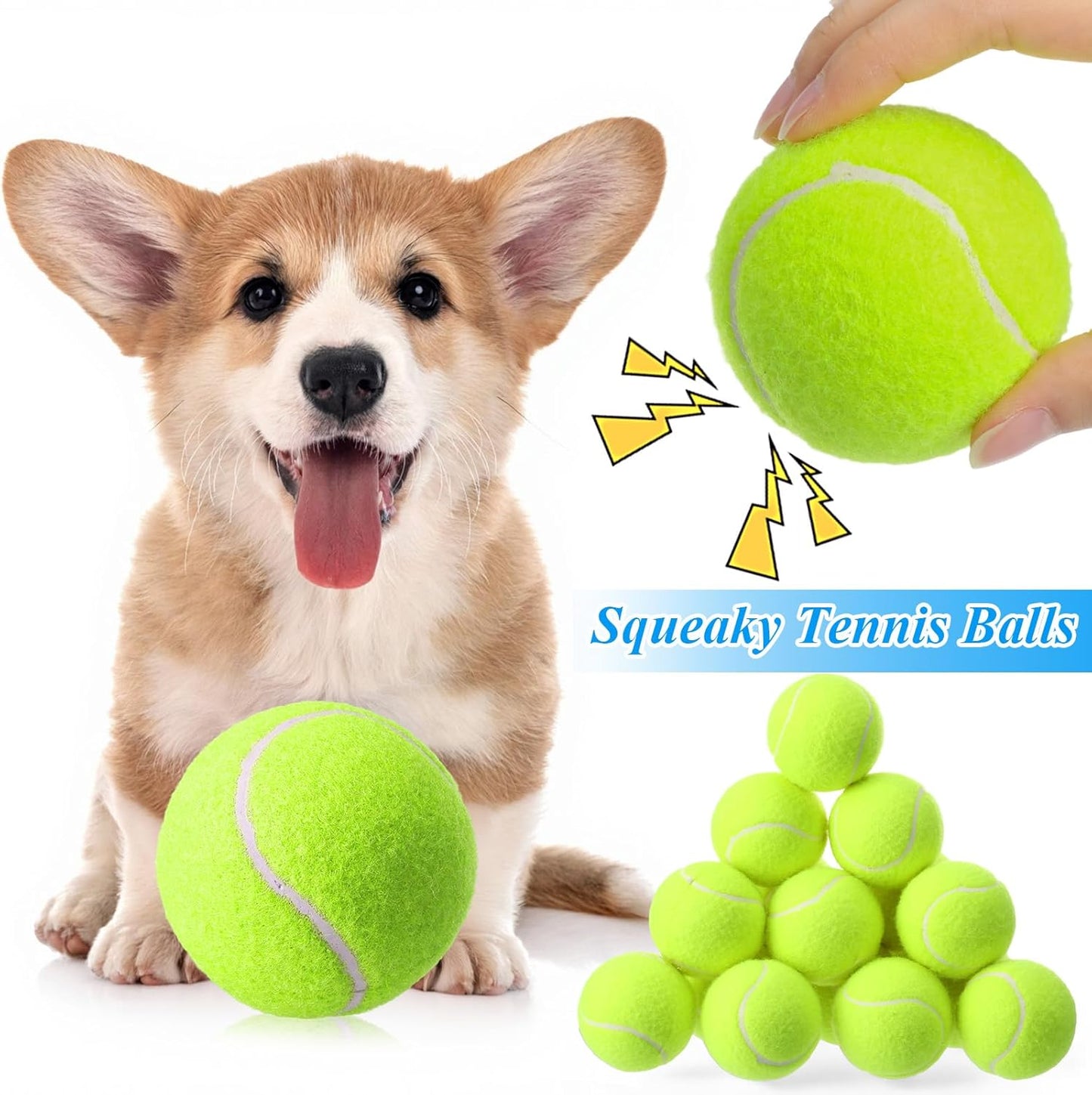 Skylety 100 Pcs 2.5 inch Squeaky Tennis Balls Bulk for Dogs Bouncy Floatable Tennis Balls Dog Playing Supplies Training Interactive Fetch Toys for Small Medium Puppy Exercise and Practice (Green)