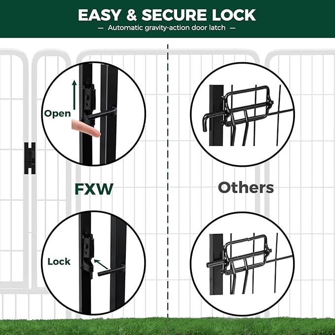 FXW Rollick Unleashed Dog Playpen for Indoor, Yard, RV Camping, 45 inch 48 Panels for Large Dogs, Black│Patented