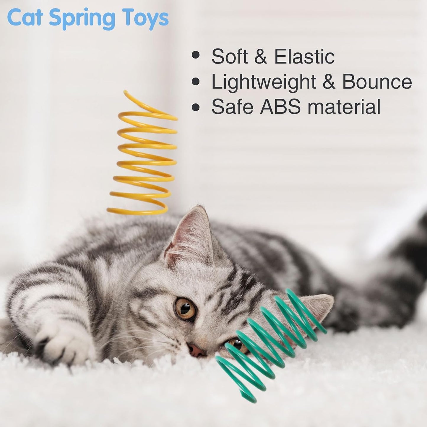 24PCS 12Colors Cat Spring Toys for Indoor Cats, Interactive Coil Springs for Self Play, Durable Heavy Plastic Cat Spiral Spring, Hunting, Biting, Swatting Creative Kitten Toy.