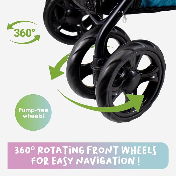 Double Decker Pet Stroller - Black: Dual Bassinets for Multiple Pets, Removable Pee Pads, Adjustable Leashes, Mesh Windows, Swivel Wheel, One-Hand Fold, Lightweight, for Small/Medium Dogs/Cats/Pets