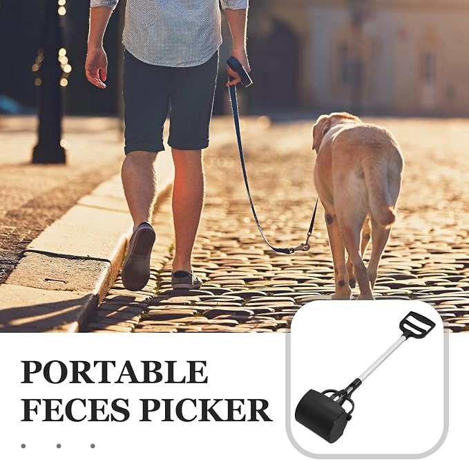 CALLARON Pooper Scooper Dog Waste Picker with Long Handle 27.55In Portable Pet Poop Scooper for Outdoor Waste Cleanup Easy Scoop Mouth Ergonomic Grip