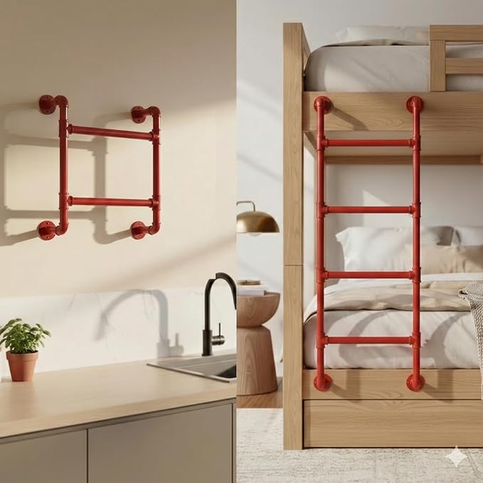 2 Step Wall-Mounted Ladder - Modular System - Assembly Stairs 2-Rung Egress Ladder for Window, Well, Loft, Warehouse, Blanket Rack - Indoor & Outdoor - Certified - Sectional Ladders - Expandable