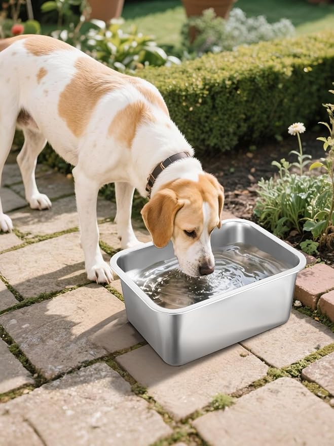 MEWTOGO 3 Gallons Extra Large Capacity Food Grade Stainless Steel Dog Bowls | Dog Water Food Bowl, No Spilling, Durable, Easy to Clean, for Large Breed Dogs Indoor Outdoor