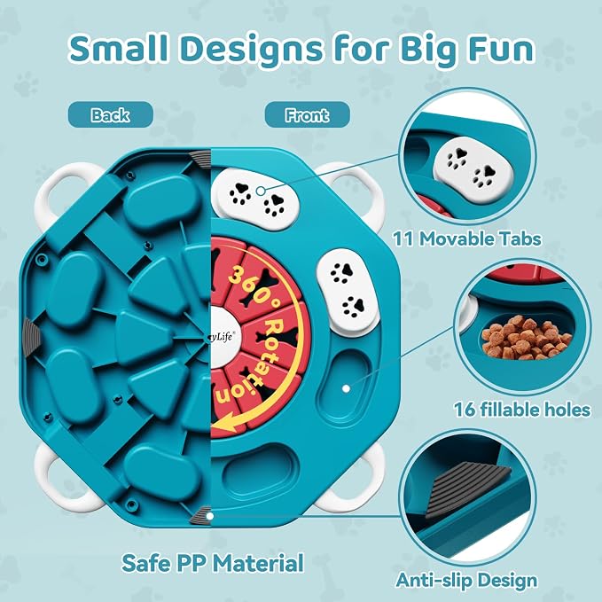 MateeyLife Dog Puzzle Toy for Smart Dogs, Mental Stimulation Dog Enrichment Toys, Treat Dispensing Dog Toys to Keep Them Busy for Small and Medium Dogs, IQ Training Puzzle Feeder, Level-1 (Blue)