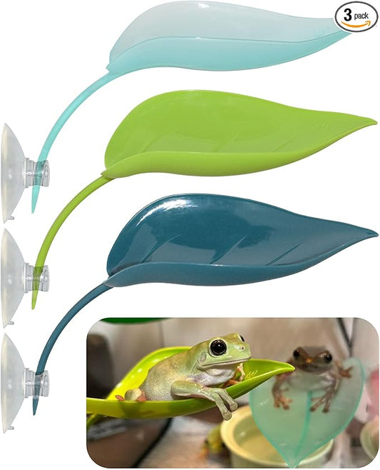 Tree Frog Terrarium Accessories, 3PCS Turtle Basking Platform | Aquarium decor with 3 suction cups, multifunctional reptile tank accessories for leopard gecko, snake, gecko, bearded dragon