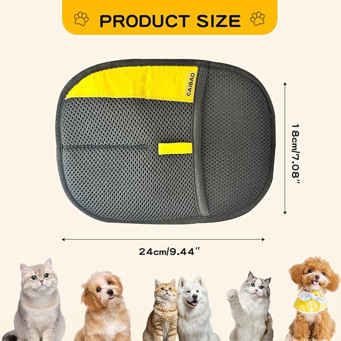 CAIBAO Electrostatic Pet Hair Removal Gloves: Quick Wiping - Reusable & Washable for Sofa Clothing Pet Beds Effortless Cats & Dogs Hair Remover for Busy Pet Owners (2pcs-Black)