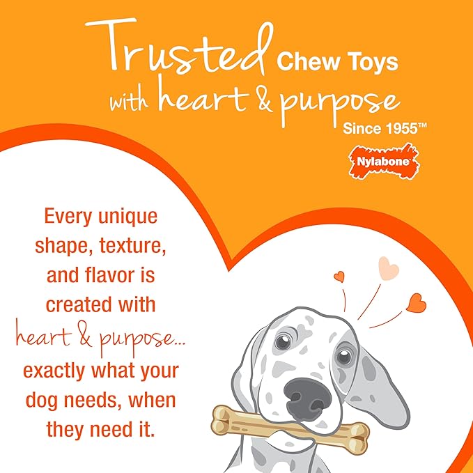 Nylabone Textured Teething Bone Puppy Chew Toy, Chicken Flavor, Pink, X-Small - Up to 15 lbs (1 Count)