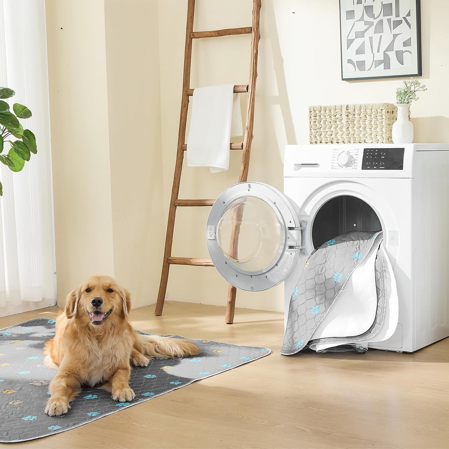 Aitmexcn Washable Puppy Dog Pee Pad, 2PCS 100% Waterproof Whelping Training Mat for Puppy/Senior Dog, Fast Drying Reusable Puppy Pads for Indoor, Outdoor and Car Travel- 54'' x 54'' Llight Gray