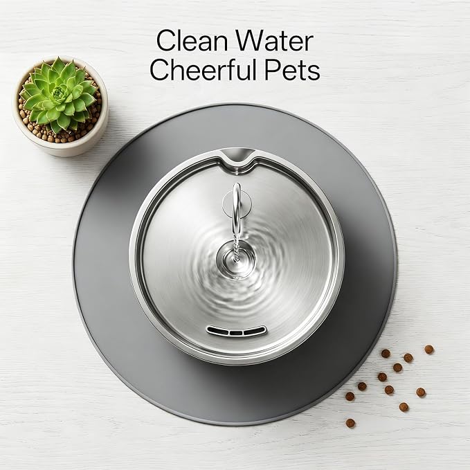 Stainless Steel Dog Water Fountain,12L/3.17Gal Large Capacity | Visible Water Window Window LED Alert Anti-Splash Feeding Mat for Multi-Pet Homes