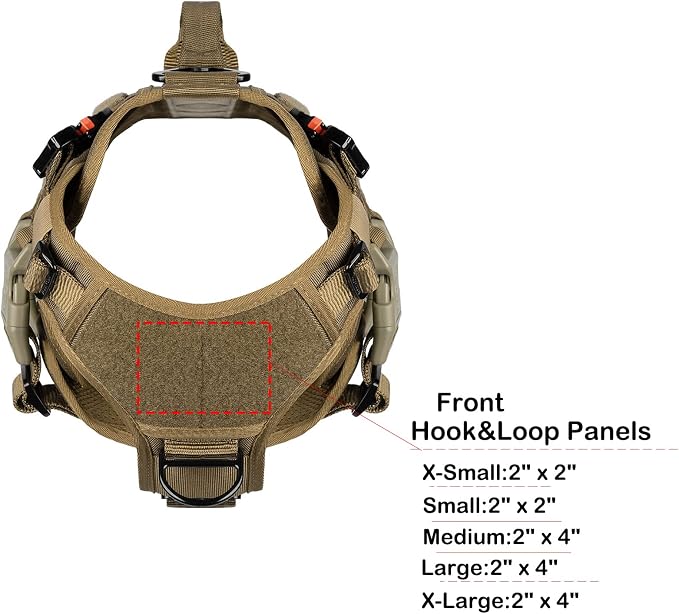 ICEFANG No Pull Tactical Dog Harness for Medium Dogs,Adjustable Dog Vest | Control Handle,MOLLE Panel,Front Hook,3 Leash Clips,Soft Padded,for walking training,Brown,Medium