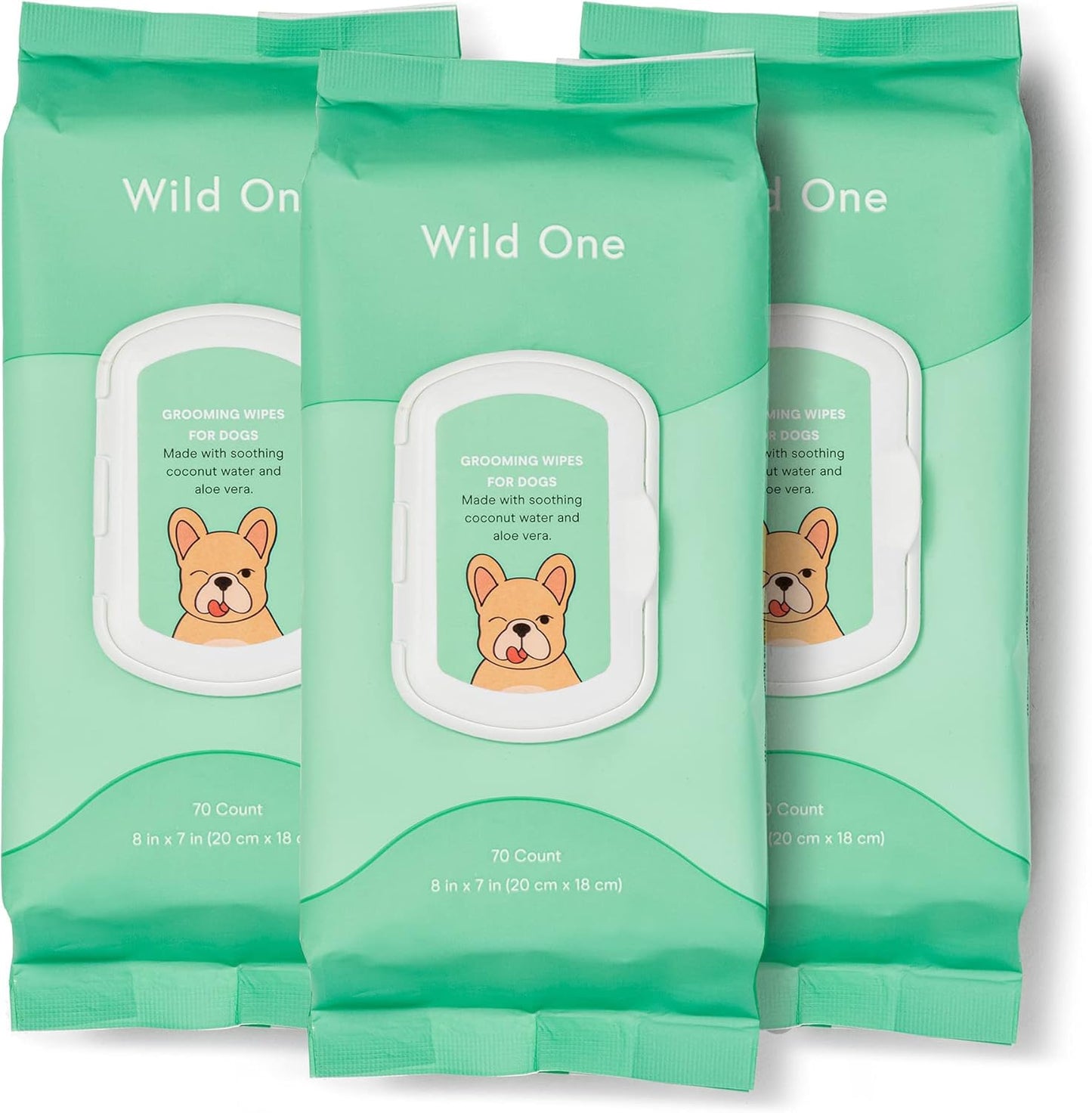 Wild One, Eucalyptus Natural Dog Grooming Wipes, Cruelty-free, resealable lid, 70 wipes per pouch, 210 Count