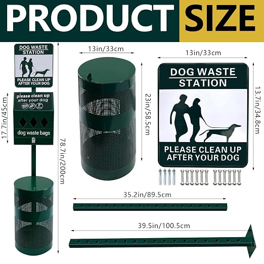 Rust-Proof Dog Waste Station, Heavy-Duty Outdoor Pet Waste Station | Dog Poop Station Outdoor, 12 Gallon Poop Station, for Commercial Use, Parks, Backyard, Waste Disposal, Dog Use