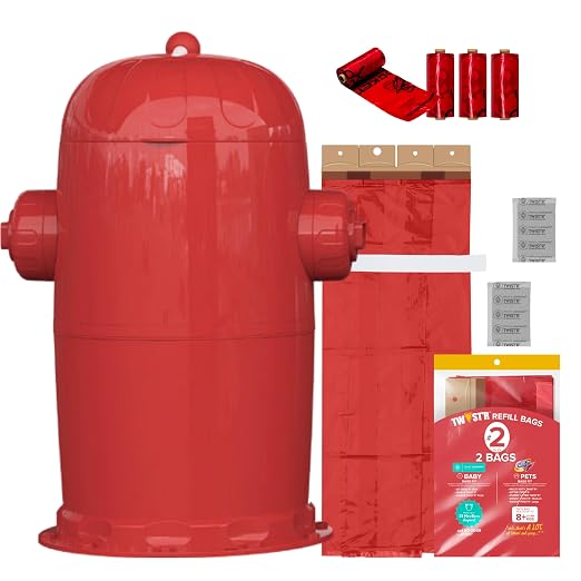 Red Rocket Doggy Twist'R Large Waste Disposal System, Dog Poop Trash Can | Odor Control, Indoor/Outdoor, Holds Up to 17 Lbs, Includes 2 Size #2 Odor Blocking Bags, 2 Charcoal Sachets, 60 Poop Bags