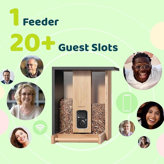 NETVUE by Birdfy Smart Bird Feeder with Camera Solar Powered 2K Live Steam&AI Bird Species Identification&Motion Detection,Birds Watching Wood Feeder for Chistmas Gift for mom,Children and Myself