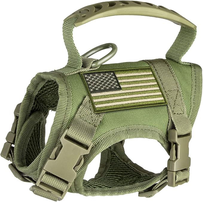 Tactical Nylon Adjustable Dog Vest Harness Comfy Mesh Padding Puppy Vest with Quick-Release Buckle and Rubber Handle for Small Dog/Big Cat