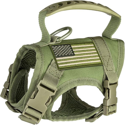 Tactical Nylon Adjustable Dog Vest Harness Comfy Mesh Padding Puppy Vest with Quick-Release Buckle and Rubber Handle for Small Dog/Big Cat