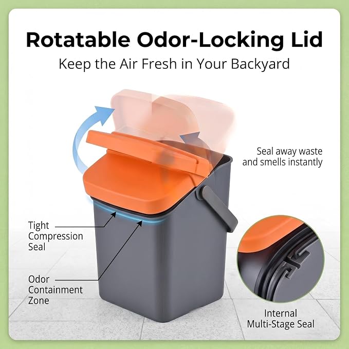 46-Inch Dog Pooper Scooper, Swivel Bin & Rake Set with Extended Handle, Odor-Sealing Lid, Bag Holder + 35 Free Waste Bags, for Large Small Dogs, Yard & Outdoor Use
