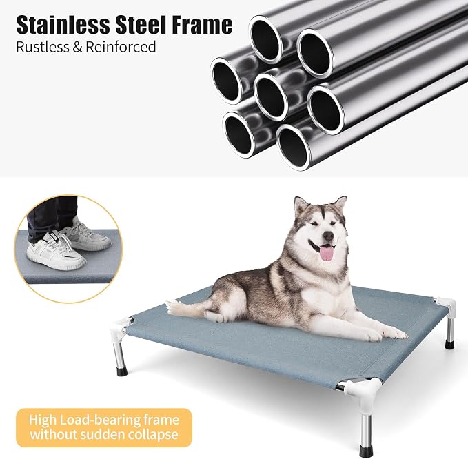 Elevated Dog Bed, Raised Dog Bed for Large Dogs, Cooling Dog Cots Beds | Outdoor Elevated Dog Bed, Dog Cots Beds for Large Dogs, Portable Cooling Raised, for Indoors, Outdoors, 39"L x 28"W x 6.5"H