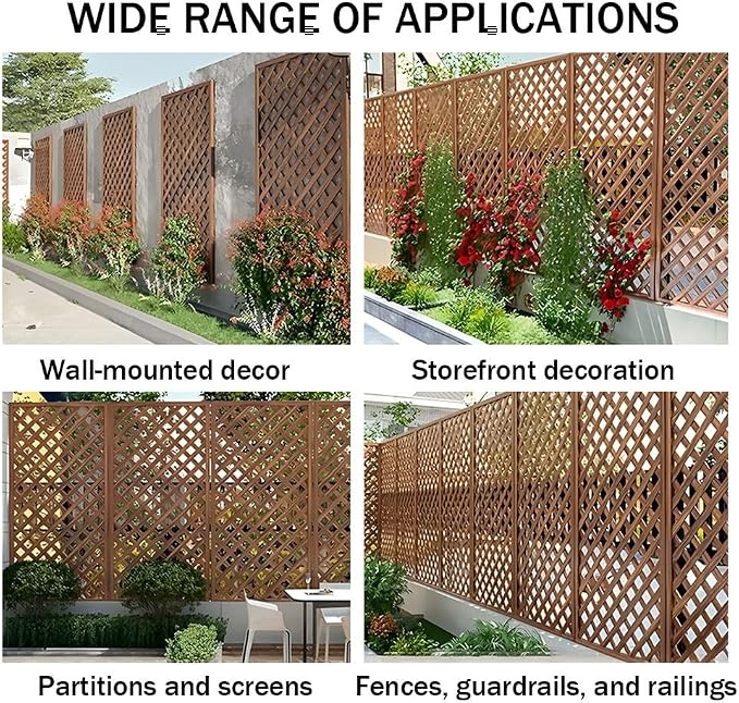 Zfmnoyev Outside Wooden Decorative Fences, Courtyard Edge Fence Board, Decorative Garden Trellis for Climbing Plants, Standing Decorative Privacy Fence Panels for Deck Patio Balcony(50x120cm)