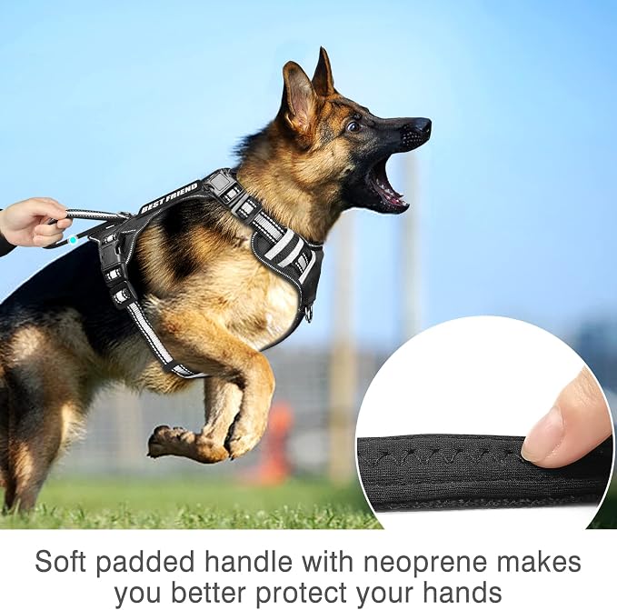 Service Dog Vest No Pull Dog Harness with 7 Dog Patches, Reflective Pet Harness with Durable Soft Padded Handle for Training Small, Medium, Large, and Extra-Large Dogs (Small, Black)