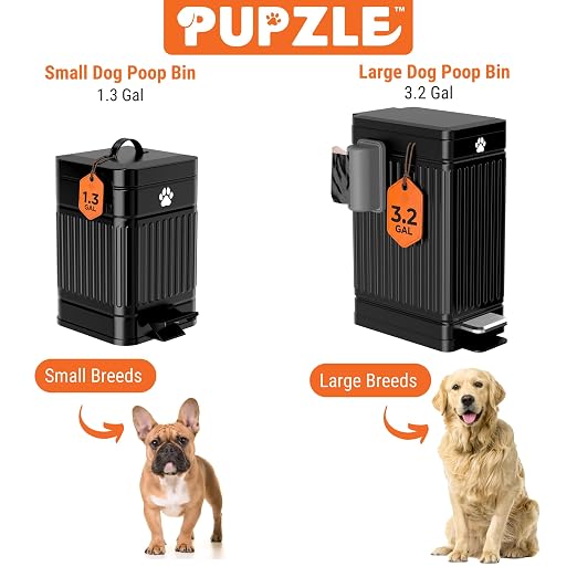 Pupzle Dog Poop Trash Can Outside, 1.3 Gal Outdoor Dog Poop Trash Can | Metal, Waste Container with Pedal, Garbage Poop Bin, Poo Bucket Outdoor with Lid for Backyard Odor Control, 30 Bags