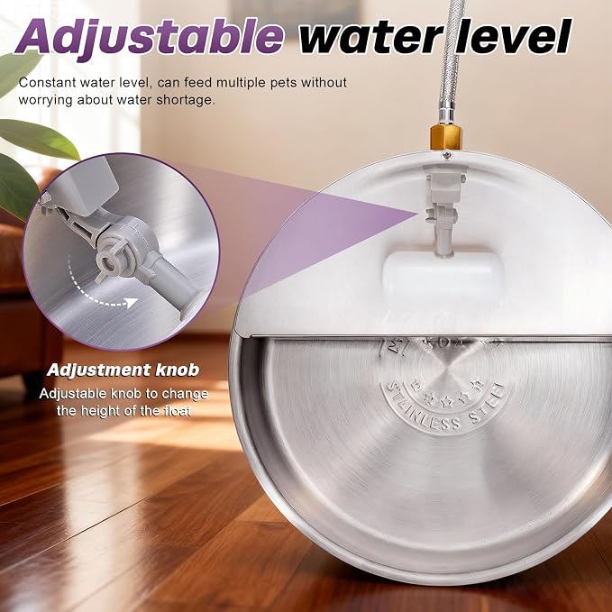 6L Automatic Dog Water Bowl Dispenser Outdoor | Stainless Steel Pet Waterer Self Filling Waterer for Large Dog Cat Chicken Duck Goat