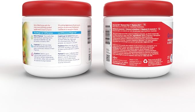 Bright Air 14 oz. Super Odor Eliminator, for Medium-Size Spaces, Fresh Apples & Spice Scent, Case of 6, Lasts Up to 90 Days Each