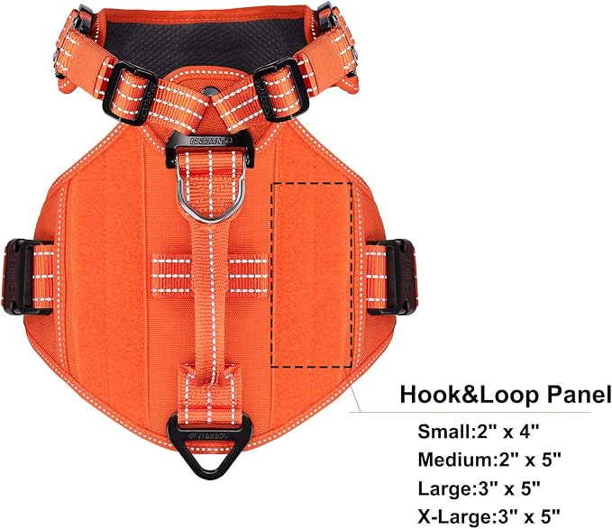 ICEFANG GN8 Tactical Dog Harness for X-Large Dogs,No Pull Dog Vest | Control Handle,Reflective,Adjustable,Hook-and-Loop Panel,3 Leash Clips,Soft Padded,,Orange,X-Large