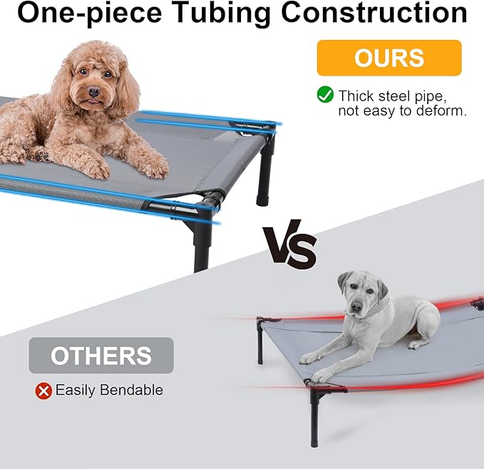 34'' Outdoor Elevated Dog Bed,Raised Dogs Bed,Dog Cot,Dog Cooling Bed-Small | Raised Dogs Bed Medium Large Size Dogs with Four Ice Pack, Cooling Dog Cot Beds, Outdoor Pet Hammock Beds, Outside Pet Beds