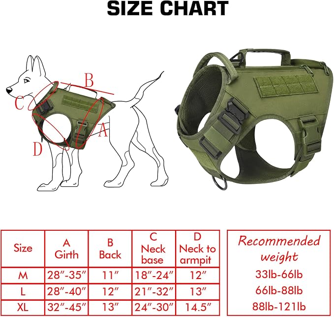 Tactical Dog Backpack Harness for Large Breed Original Design Metal Buckle Vest with Side Bags Pouches for Service Working Training (Green(Vest only), XL)