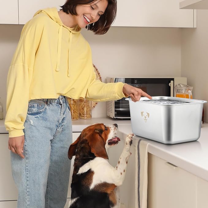 Mimorou 2.64 Gal Elevated Large Dog Water Bowl Raised Stainless Steel Bowl Stand Large Breed with Height Adjustable 7.8-12.5" Non-Slip Dog Feeding Station for Pressure Relief Indoor Outdoor(Black)