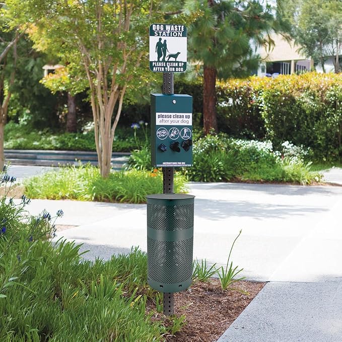 ZERO WASTE USA Rust-Proof Aluminum Dog Waste Station with Bags, Green | Hand-welded aluminum station, rust-proof construction, locking dispenser, commercial-grade design for parks & apartments