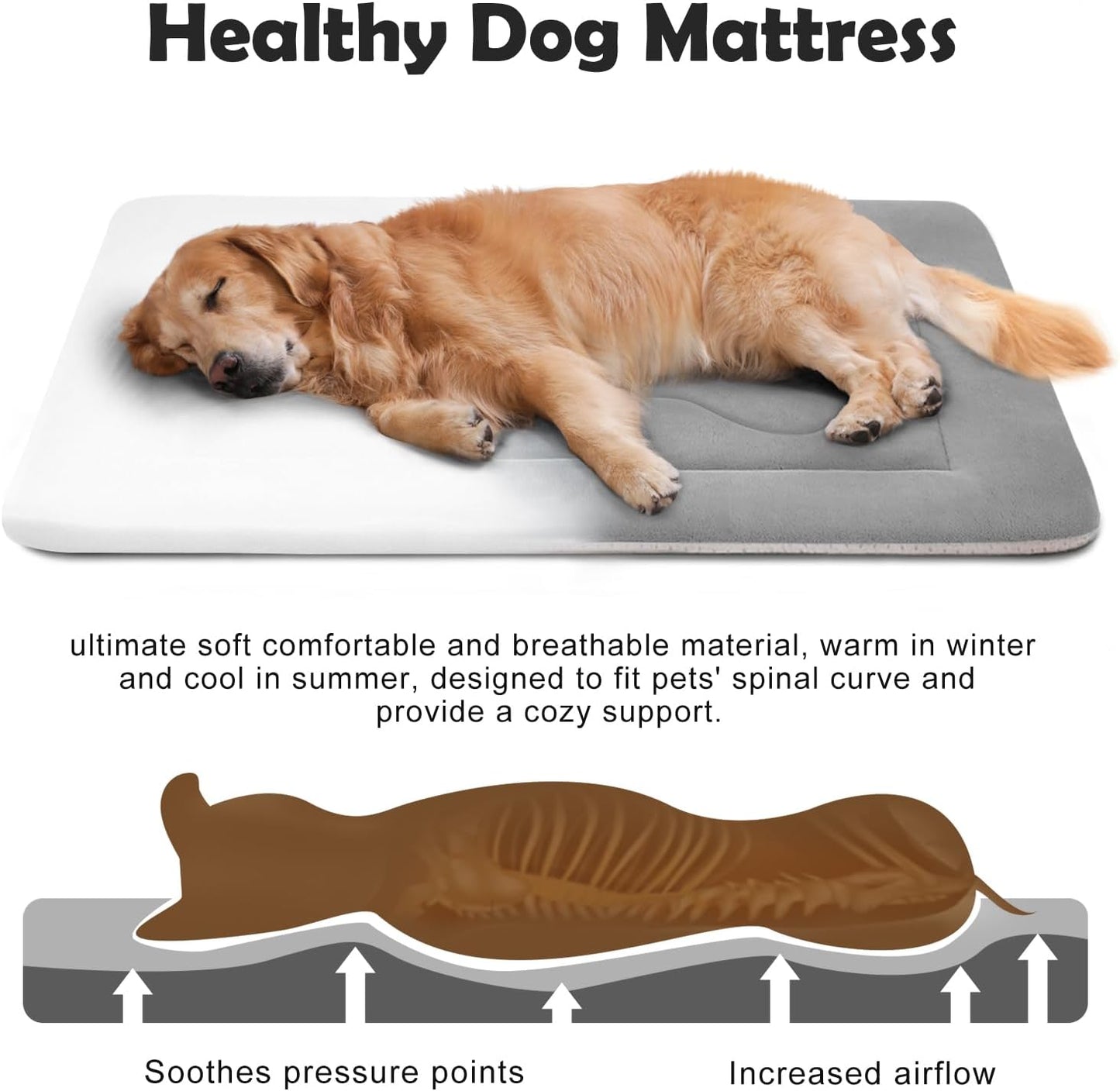 JoicyCo Extra Large Dog Bed Soft Dog Crate Pad Mat 48 in Non-Slip Bottom Washable Dog Sleeping Mattress Pet Beds Cat Beds Kennel Pads