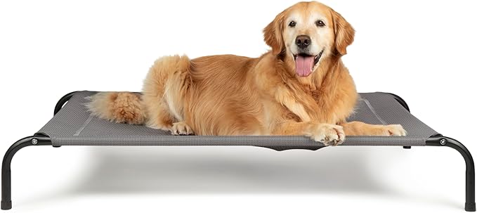 FurHaven Elevated Pet Cots - Cooling & Breathable Nylon Mesh Hammock for Large Dogs/Easy-to-Assemble / / Durable and Reinforced/Perfect for Rest & Relaxation Outdoors - Graphite Gray, Large