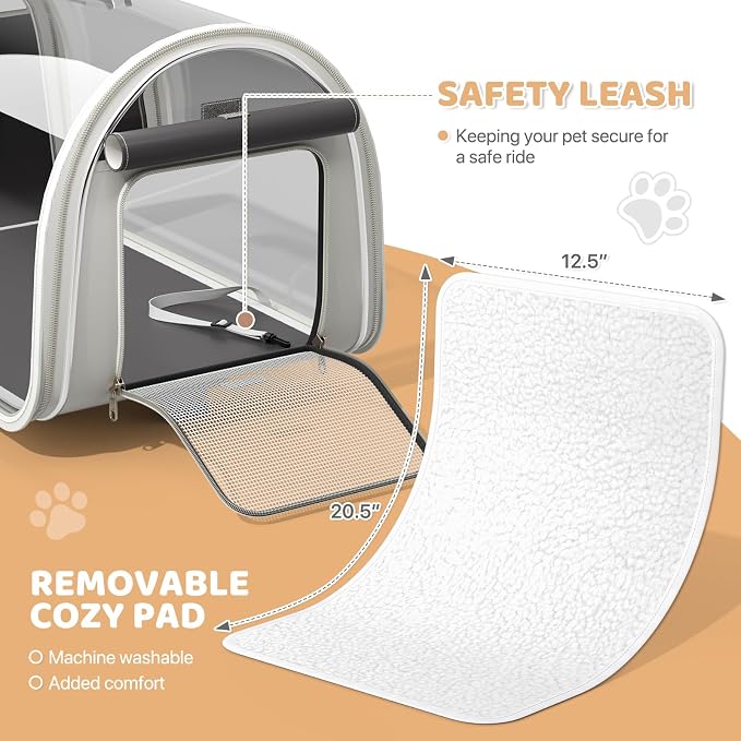 Magshion Dog Stroller w/Detachable Carrier for Small/Medium Dogs&Cats | Clear PC Dome Pet Stroller Up to 33 lbs, Lightweight Foldable Pet Cart, PU Wheels, Storage Basket & Cup Holder