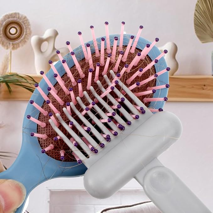 2Pcs 2-in-1 Hair Brush Cleaner & Remover Tool Brush Cleaning Tool Comb Cleaner Effective Hairbrush Cleaner Hair Brush Remover Rake for Man Woman Home Travel Salon Removing Hair Dust (Gray; Green)