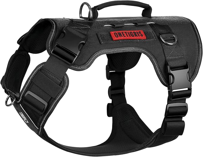 OneTigris No-Pull Easy Control Dog Harness Reflective Vest for Large Dogs | Military-grade 1000D Nylon Tactical Vest, Adjustable Dog Harness with Hook & Loop Panels for Walking, Hiking, Training