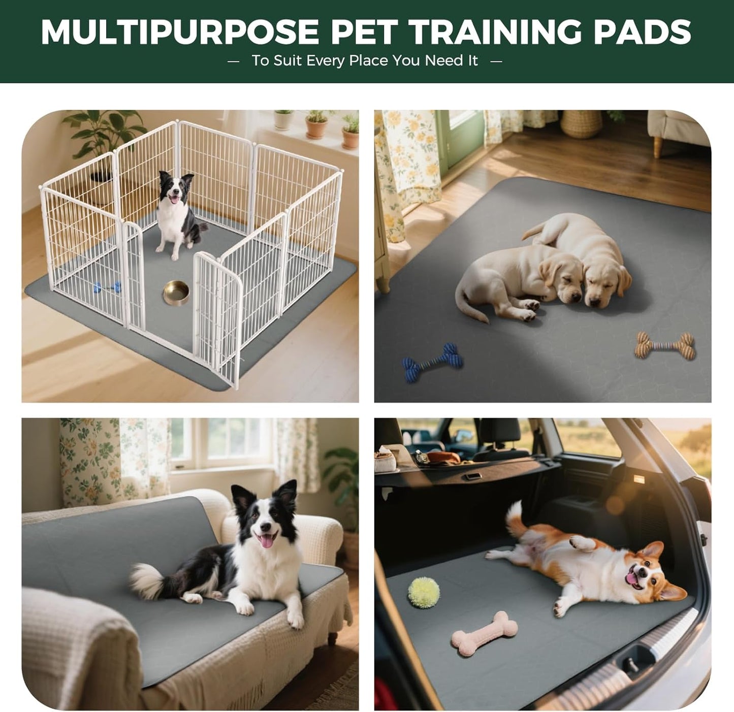 FXW Washable Pee Pads for Dogs, Puppy Pads with Super Absorbent, Specifically Designed for FXW Rollick/Homeplus 32inch 8 Panels Dog Playpen, 71" Square, Gray, 1 Pack