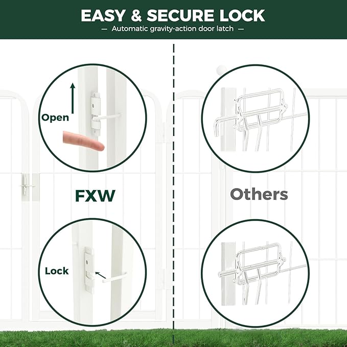 FXW Rollick Unleashed Dog Playpen for Indoor, Yard, RV Camping, 24 inch 32 Panels for Small and Puppy Dogs, White│Patented