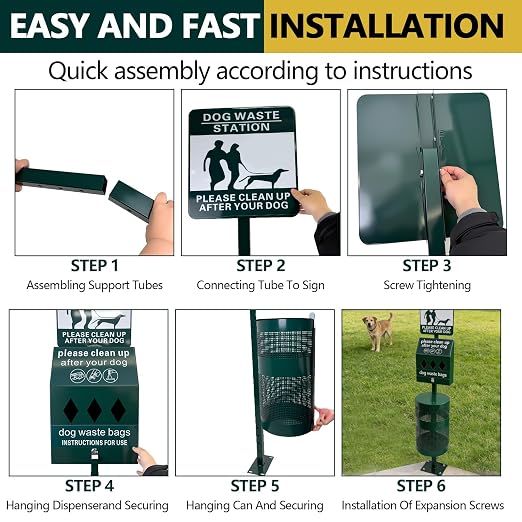 Rust-Proof Dog Waste Station, Heavy-Duty Outdoor Pet Waste Station | Dog Poop Station Outdoor, 12 Gallon Poop Station, for Commercial Use, Parks, Backyard, Waste Disposal, Dog Use