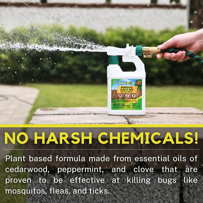 32 Ounce Essential Oil Yard Spray - Plant Based Flea, Tick and Mosquito Repellent Pest Control Spray Treatment and Insect Killer - Safe Around Kids, Pets, and Plants - 2 Pack