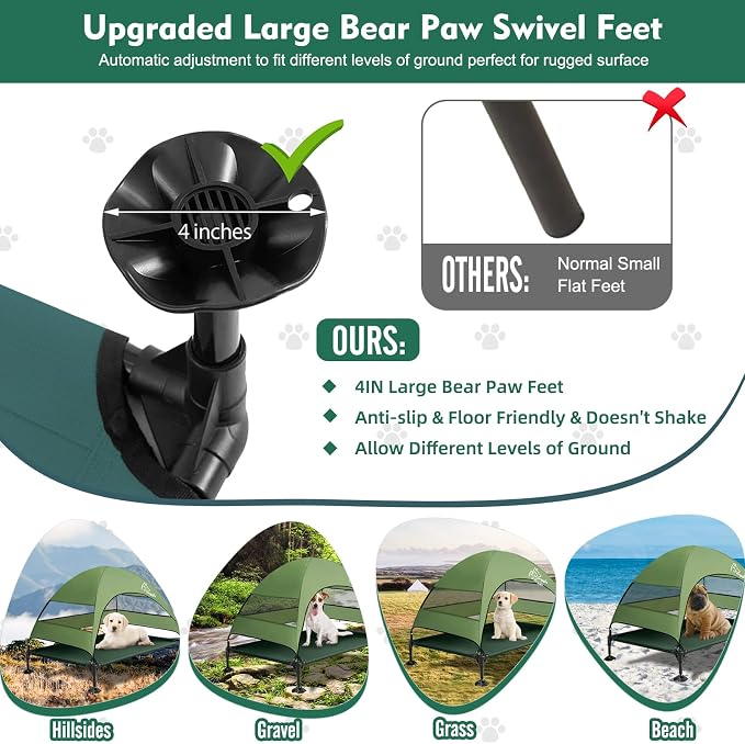 Outdoor Elevated Dog Bed with Canopy Portable Camping Dog Cot with Shade | Outside Raised Dog Tent Foldable Cooling Dog Bed with Canopy Shade for Small & Medium Dogs Off Ground Outdoor Indoor Use