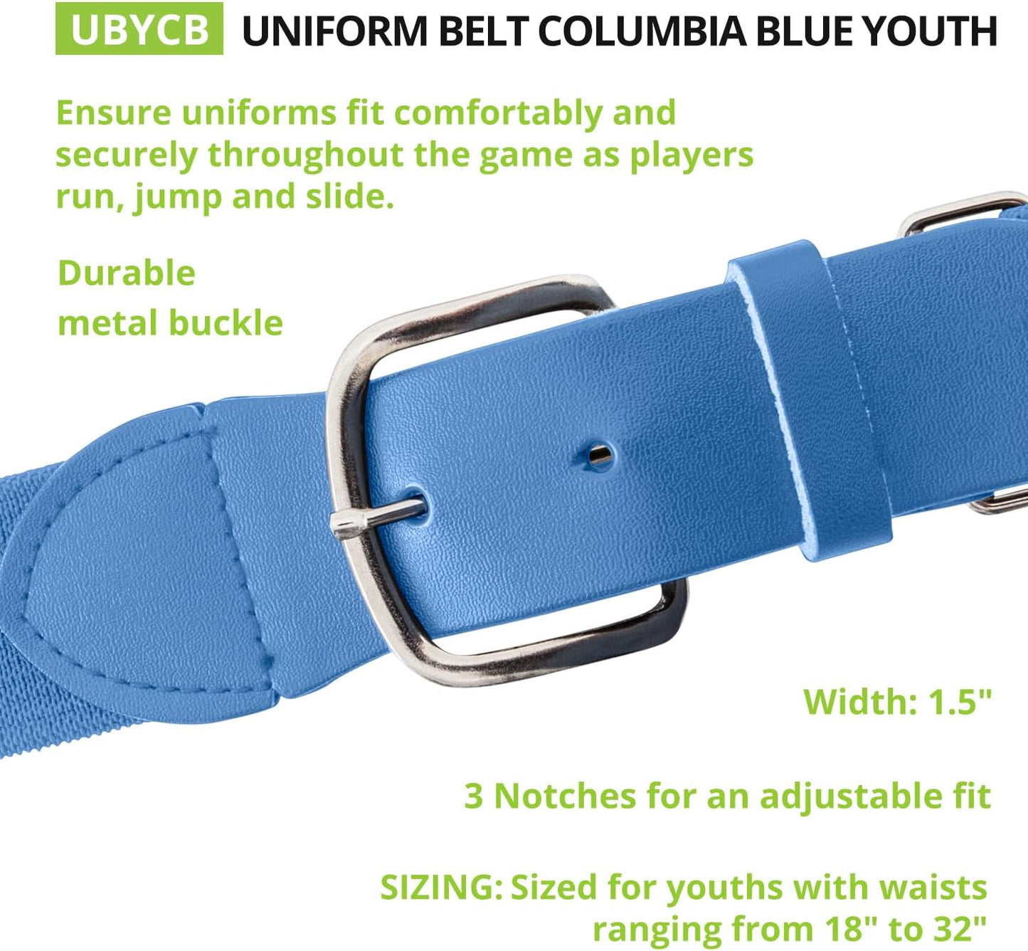 Champion Sports Baseball/Softball Uniform Belt, Comfort Stretch Fit Durable Syntex Tab - Youth & Adult Sizes, Multiple Colors
