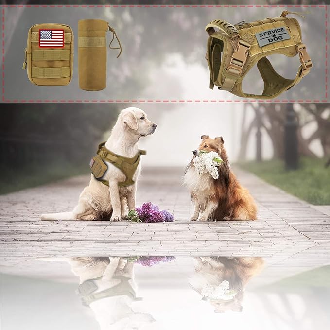 Tactical Dog Vest Training Outdoor Breathable Harness Military Pet Tactical Vest Detachable Pouches D Ring for Dog Leash