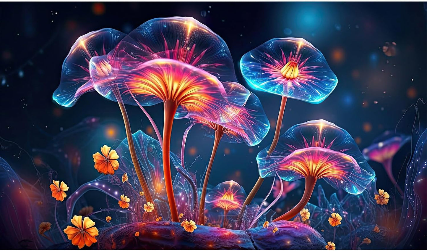 Flower Aquarium Background Modern Style Bluebell Blooming Flower Floral Design Terrarium Background Mysterious Elegant Glowing Fantasy Flower Fish Tank Backdrop Poster Decorations Vinyl 24x12in