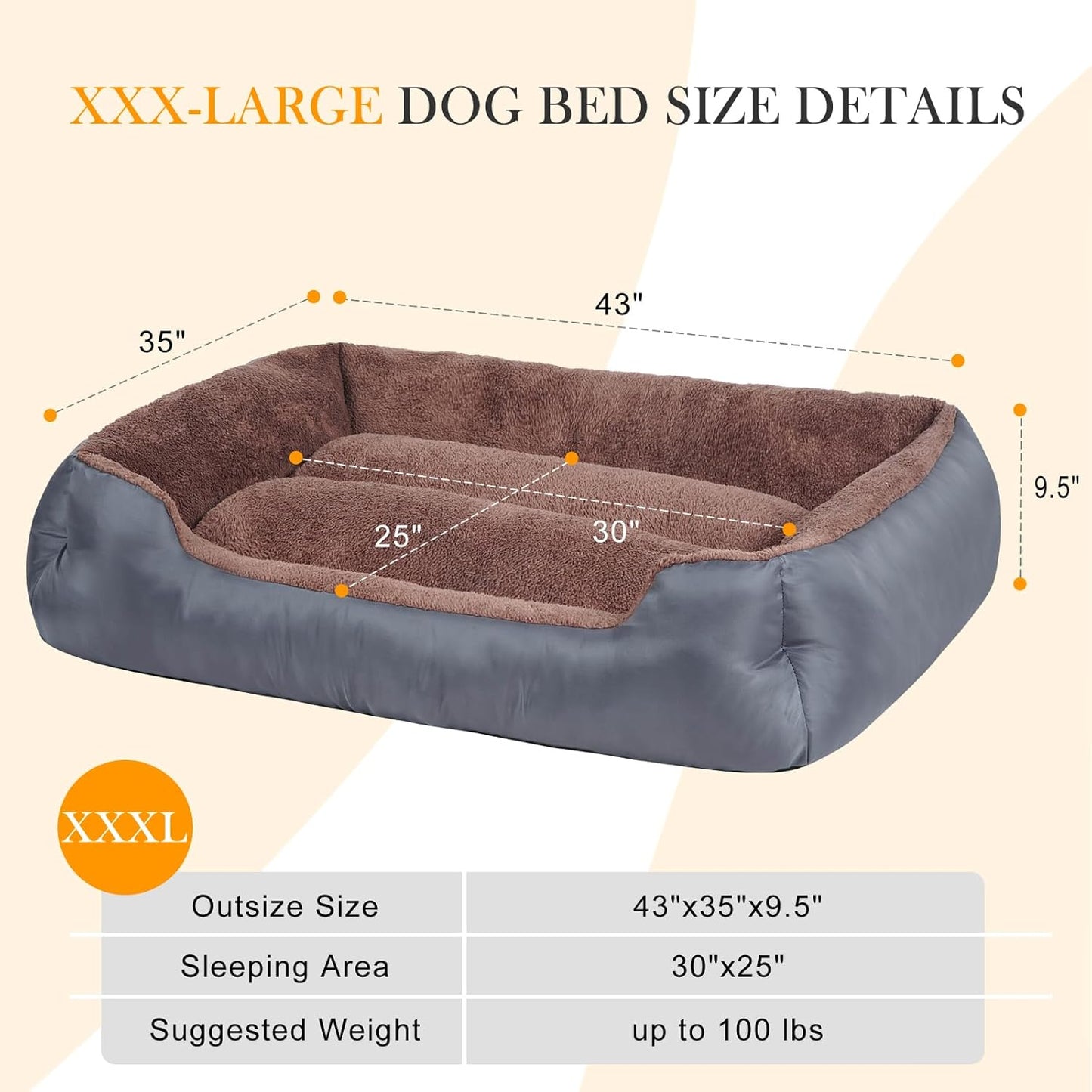 Dog Beds for Jumbo Dogs, Large Pet Beds Machine Washable, Soft Dog Sofa Bed with Non-Slip Bottom