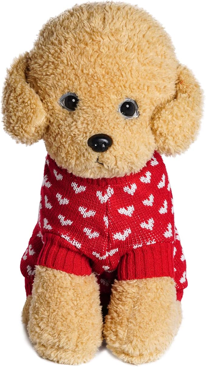 Dxhycc Dog Knitted Sweater Dog Heart Sweater Puppy Sweater Warm Soft Pet Holiday Clothes for Small Cats and Dogs (Red, S)